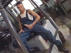 Sensual lift driver play with his cock on the job and cum